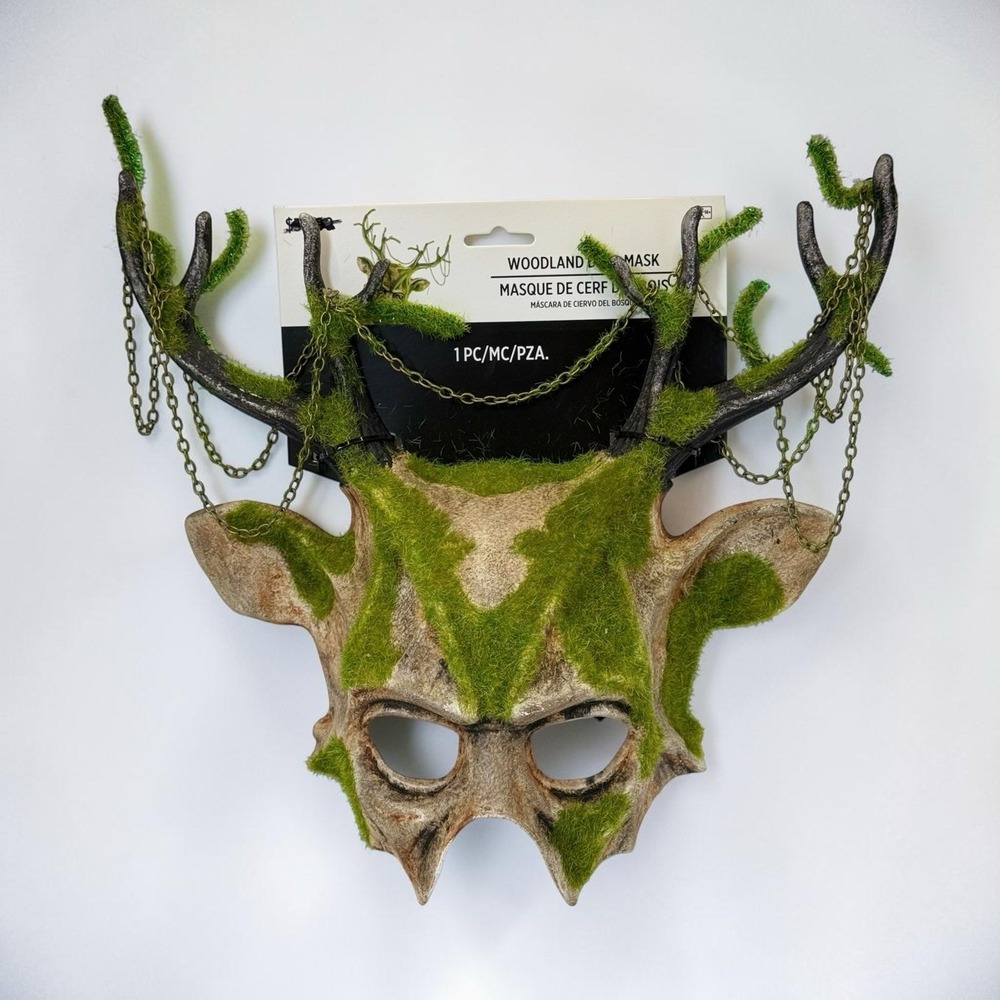 KBW Woodland Deer Mask Adult Moss Antlers Chains Halloween Costume Creepy Horror